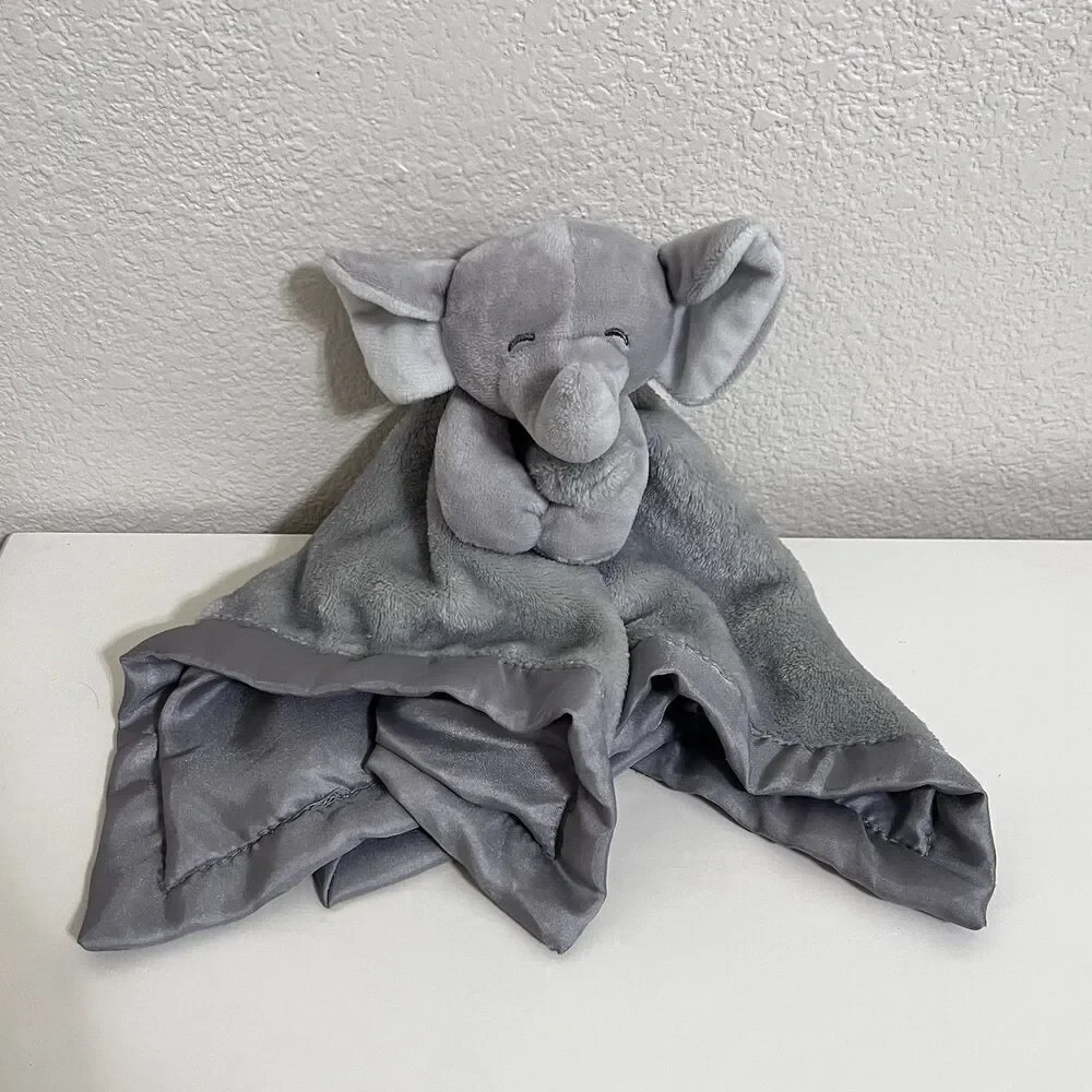 Carter's Gray Elephant Security Blanket Lovey Lovie Satin Trim Backing 2016